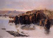 Charles M Russell The Buffalo Herd china oil painting reproduction